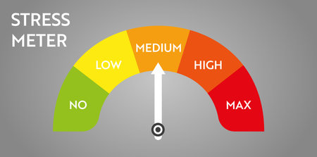 Pain level meter indicator. Stress speedometer. Medical chart designのイラスト素材