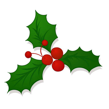 Holly berry Christmas icon in cartoon style, mistletoe. New year holiday celebration symbol. Vector illustrationのイラスト素材