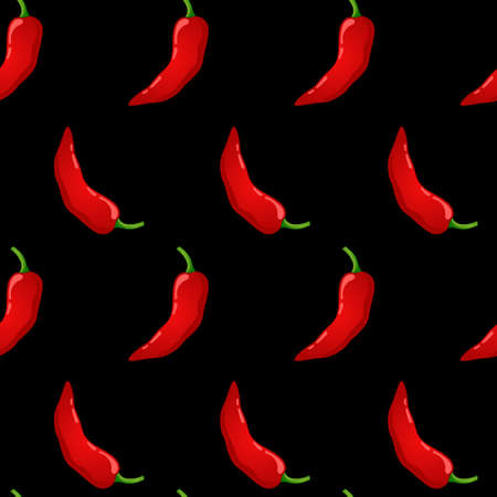 Red Pepper vector seamless pattern. Mexican chili spicy vegetable. Hot paprika texture.のイラスト素材