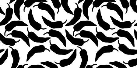 Pepper vector seamless pattern. Mexican chili spicy vegetable. Hot paprika texture.のイラスト素材