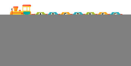 Train alphabet for kid in cartoon style. Capital letters only. Vector ABC letters for children education in school, preschool and kindergarten.のイラスト素材