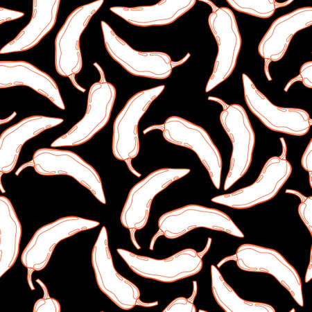 Pepper vector seamless pattern. Mexican chili spicy vegetable. Hot paprika texture.のイラスト素材