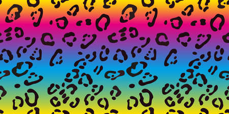 Rainbow leopard seamless pattern. Colorful neon vector background. Gradient wallpaper.のイラスト素材