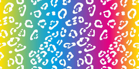 Rainbow leopard seamless pattern. Colorful neon vector background. Gradient wallpaper.のイラスト素材