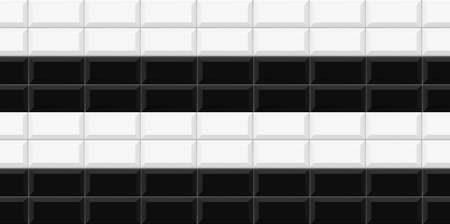 Black and white Subway tile seamless pattern. Wall with brick texture. Vector geometric background designのイラスト素材
