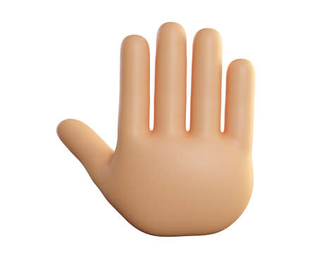 Human hand palm. Five fingers gesture. Welcome, hello, greeting or goodwill concept. Realistic 3d...