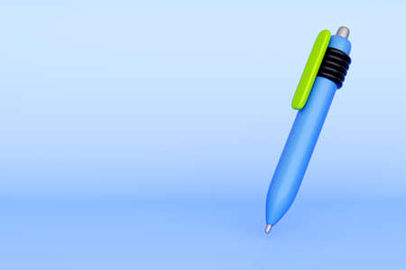 3d blue pen. Element for back to school, learning and online education banners. High quality isolated renderの写真素材