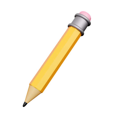 3d pencil. Element for back to school, learning and online education banners. High quality isolated...