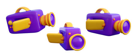 3d movie camera. Cinema, film and television concept. High quality isolated 3d render