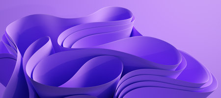 3d abstract layered background. Flower shape. Violet wavy textile for modern fashion design....