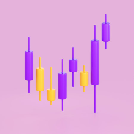 3d candle stick graph. Stock exchange, business investment, trading and finance concept. Realistic 3d high quality renderの写真素材