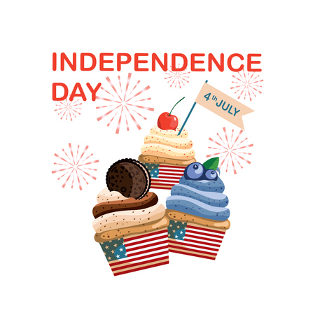 Sweet July fourth, United States Independence Day. Vector illustration for design.のイラスト素材