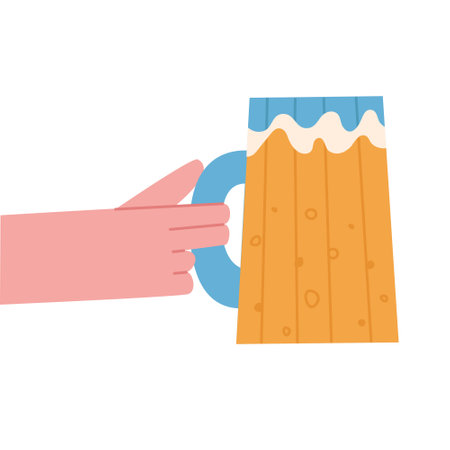 A mug of beer in hand. Flat vector illustration. Vector illustrationのイラスト素材