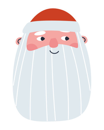 Head icon of a gray-haired bearded character in a red cap. Vector illustrationのイラスト素材