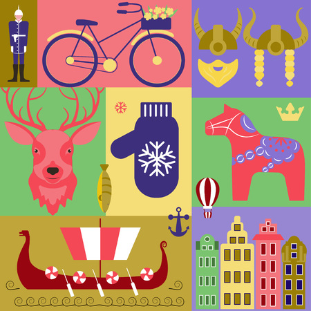 Set with elements and symbols of Swedenのイラスト素材