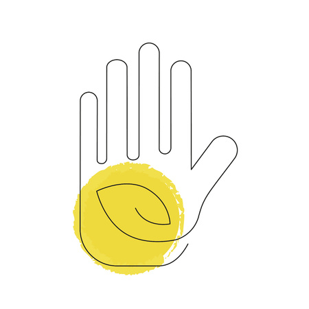 Stop pollution icon illustration made in line style. Environmental protection. Web design with symbol of hand palm ecology, concern for earth conservation.のイラスト素材