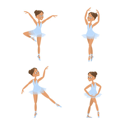 Set of cute little ballerinas. Characters of Ballet girls. Isolated on ehite background. Vector illustration epsのイラスト素材