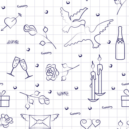 Pattern for Valentines Day with exercise book effectのイラスト素材