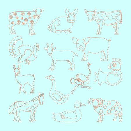 Set farm animals iconのイラスト素材