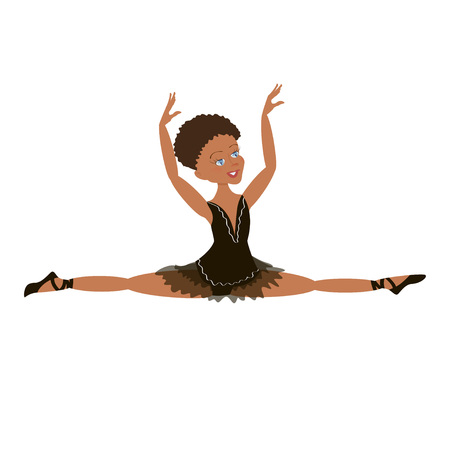 Cute little ballerina. Character of Ballet African American girl. Isolated Vector illustration eps 10のイラスト素材