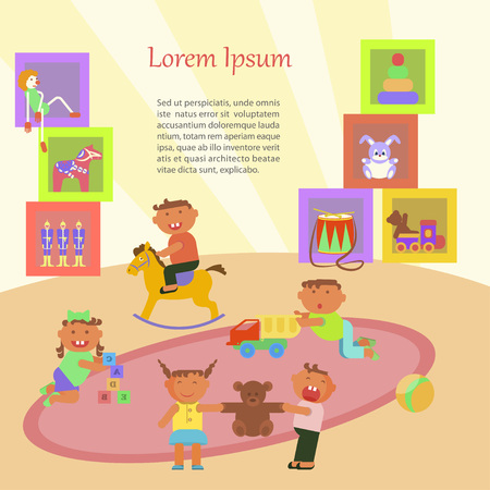 Children playing in Kindergartenのイラスト素材