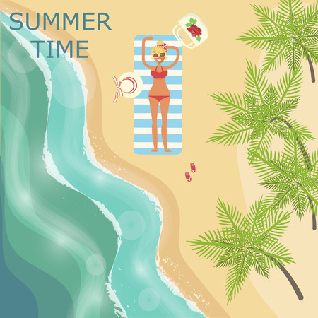 Summer beach landscapeのイラスト素材