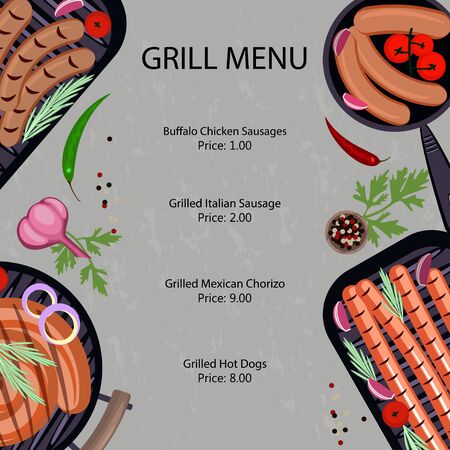 Grilled sausages menuのイラスト素材