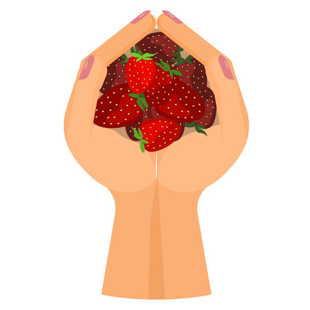 Strawberries on handのイラスト素材