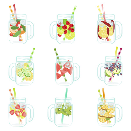 Detox water with Fruitsのイラスト素材