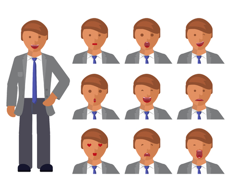 Set of man expressionのイラスト素材