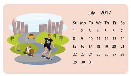 Calendar 2018 for Julyのイラスト素材