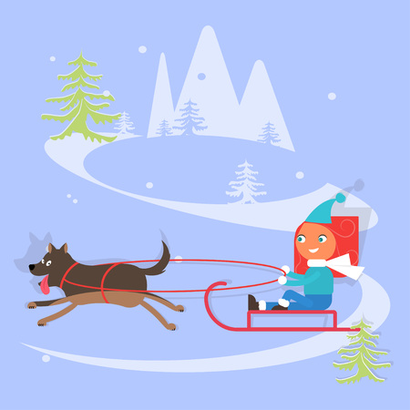 Winter scene with childrenのイラスト素材