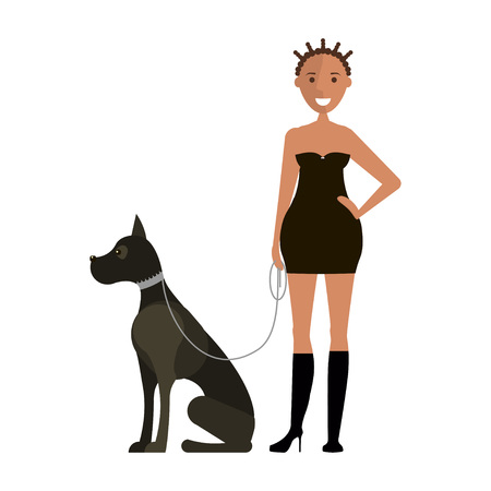 woman with her dogのイラスト素材