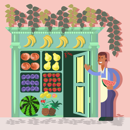 Young fruit sellerのイラスト素材