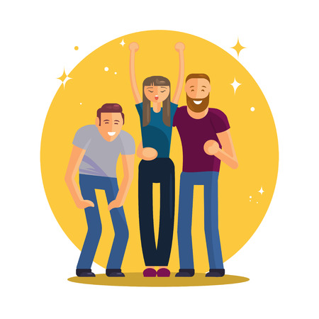 Happy group of young peopleのイラスト素材