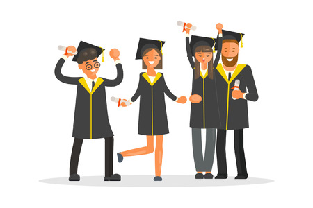 Happy graduate charactersのイラスト素材