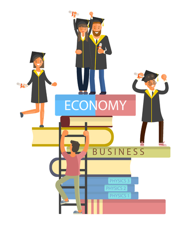 Happy graduate charactersのイラスト素材