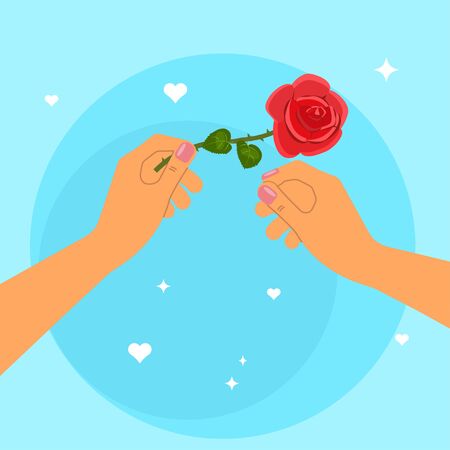 Hands holding a rose vector illustration design.のイラスト素材