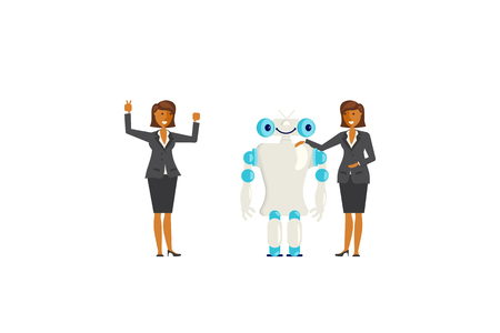 Artificial intelligence concept with businessman and robot.  Vector illustration eps10のイラスト素材