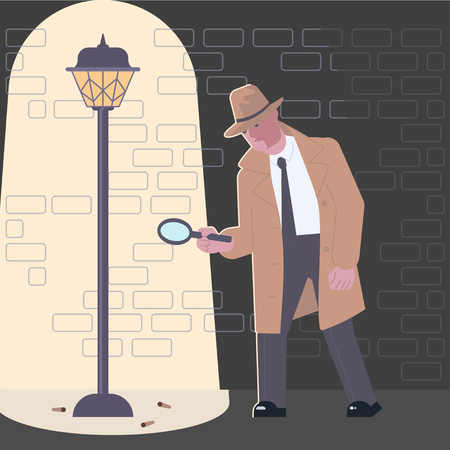 Detective character at crime sceneのイラスト素材