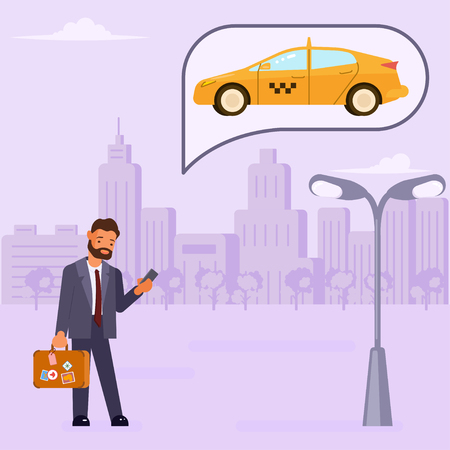 man orders a taxiのイラスト素材