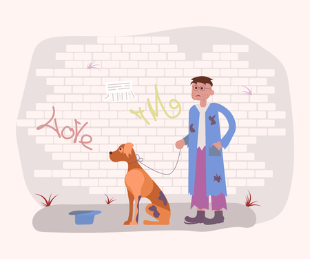 3062_dog ownerのイラスト素材