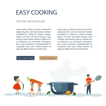 Happy Family tradition for cooking masterclass or recipe bookのイラスト素材