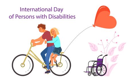 International Day of Persons with Disabilities banner template. Flat Art Vector illustrationのイラスト素材