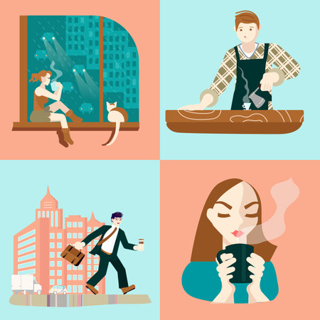 Young woman taking a broadcast for social media network vector illustration. Feale vlogger makes a live streaming.のイラスト素材