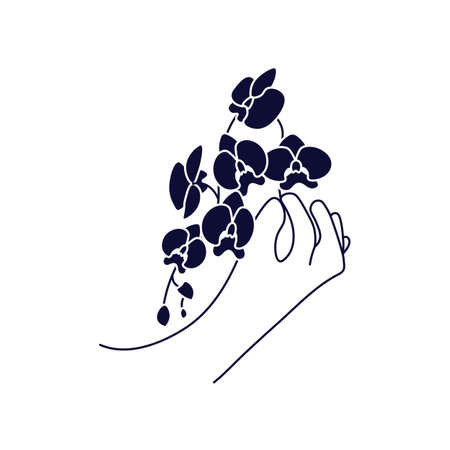 Hand is holding bouquet of blooming flowersのイラスト素材