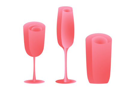 Set of Flower shaped wine glasses isolatedのイラスト素材