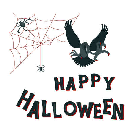 Happy Halloween poster isolated on white background.のイラスト素材