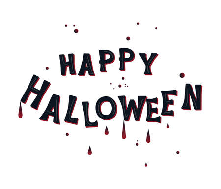Happy Halloween poster isolated on white background.のイラスト素材