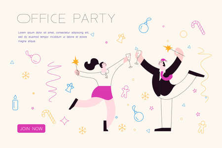 Landing webpage template of Christmas office partyのイラスト素材